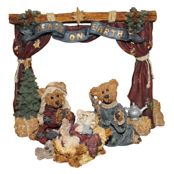 Boyds Bear Nativity Christmas Peace on Earth Series #4 Figurine Set Vintage 1995 - Picture 1 of 13